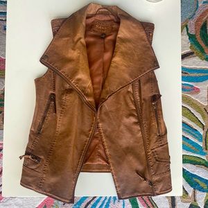 Chelsea & Violet | Faux Brown Leather Vest